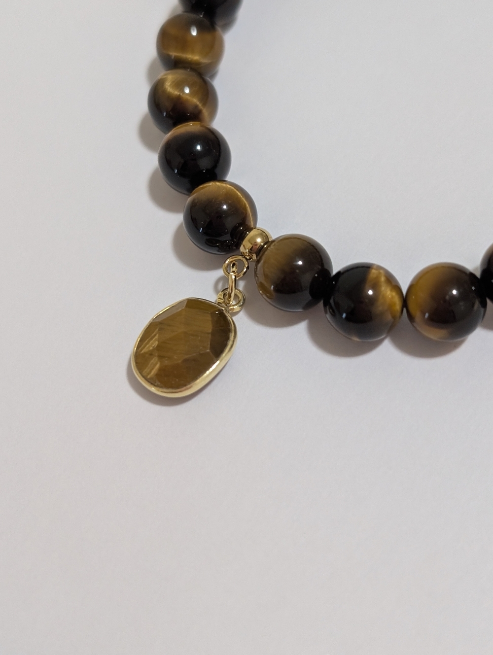 Tiger's Eye Bracelet with Tiger's Eye Charm - Picture 3 of 7